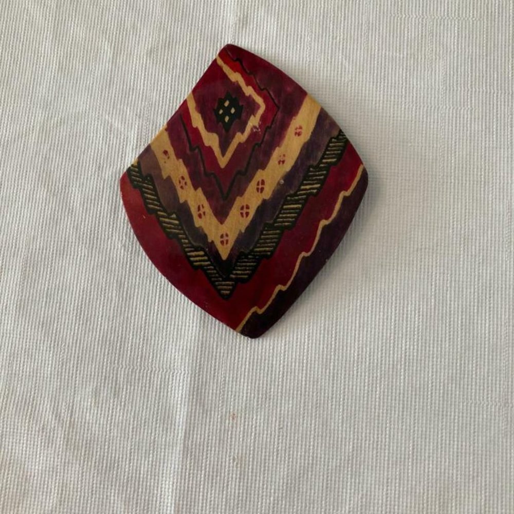 Magda K. -Western Wooden Design Diamond Brooch pin
